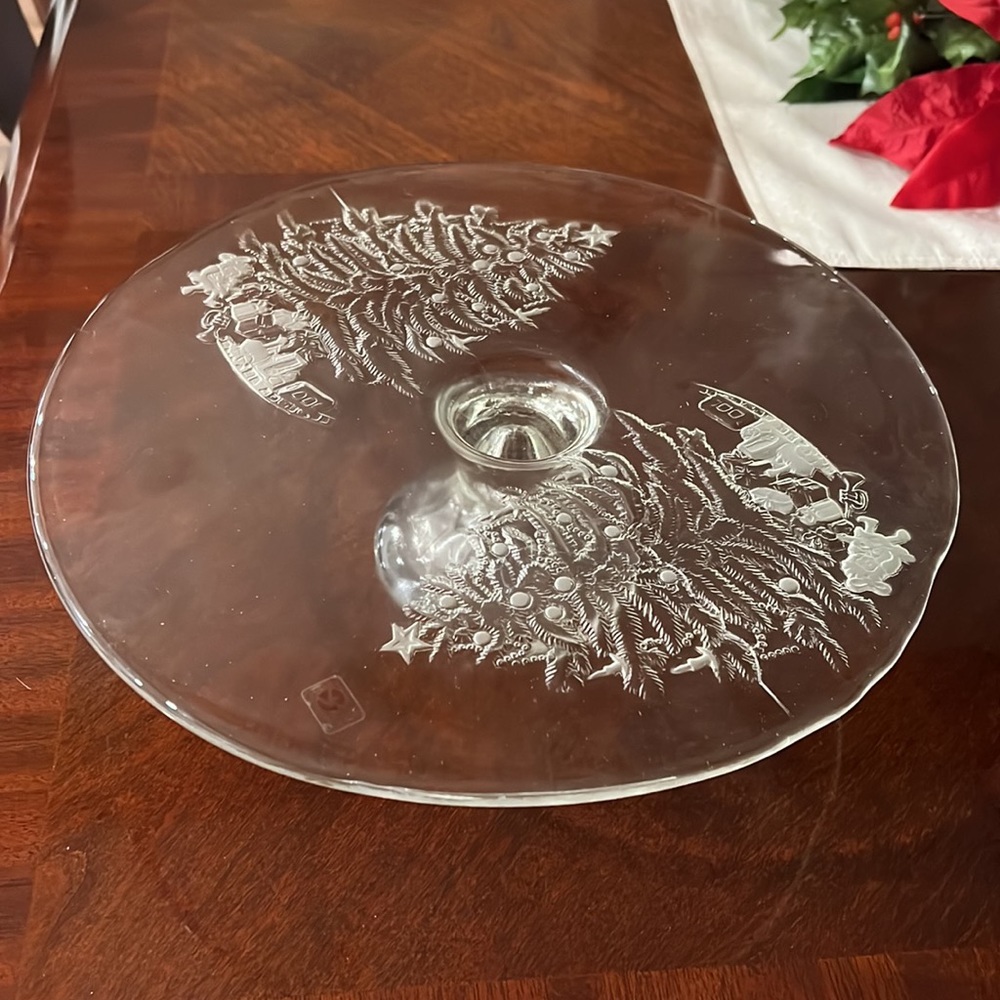 Vetreria Etrusca Made in Italy Glass Christmas Cake Stand